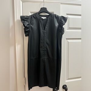 THML black faux leather dress